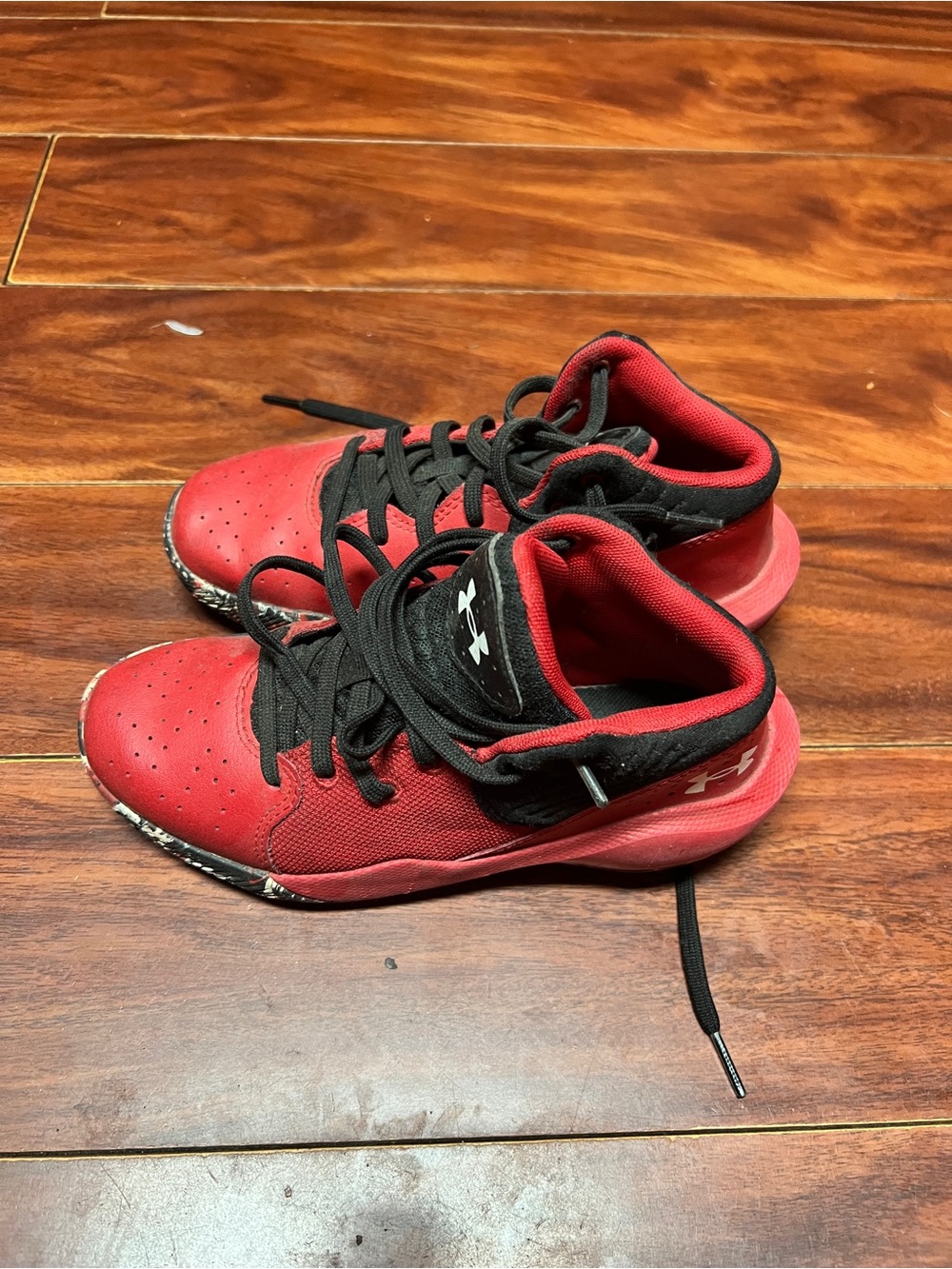 Under Armour Red and Black Kids' High-Top Sneakers